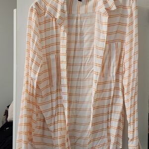 Banana Republic White and Orange Striped Top